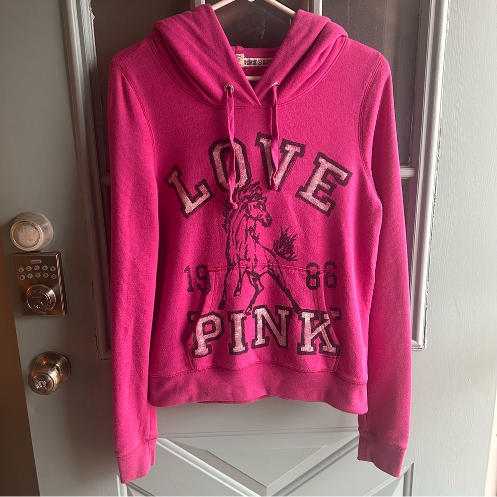 Vintage Victoria's Secret PINK Pullover Drawstring Hoodie Sweatshirt 2010 Medium